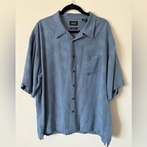 Haggar 100% Silk BlueGrayHawaiian Casual Button Down Shirt with RelaxedFitSZ XXL